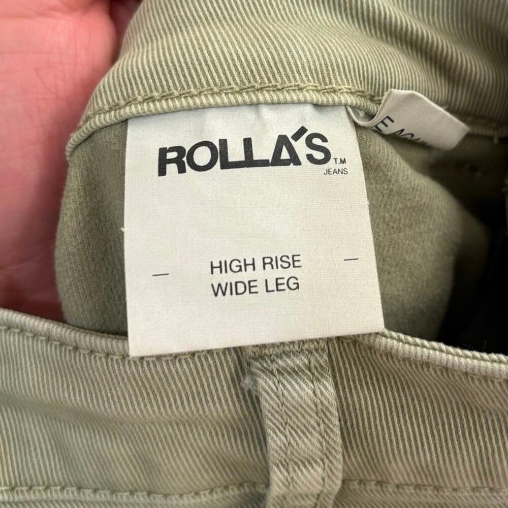 Rolla’s 100% Cotton Green Khaki Sailor High Rise Wide Leg Denim Jeans Size 28 - Picture 8 of 8